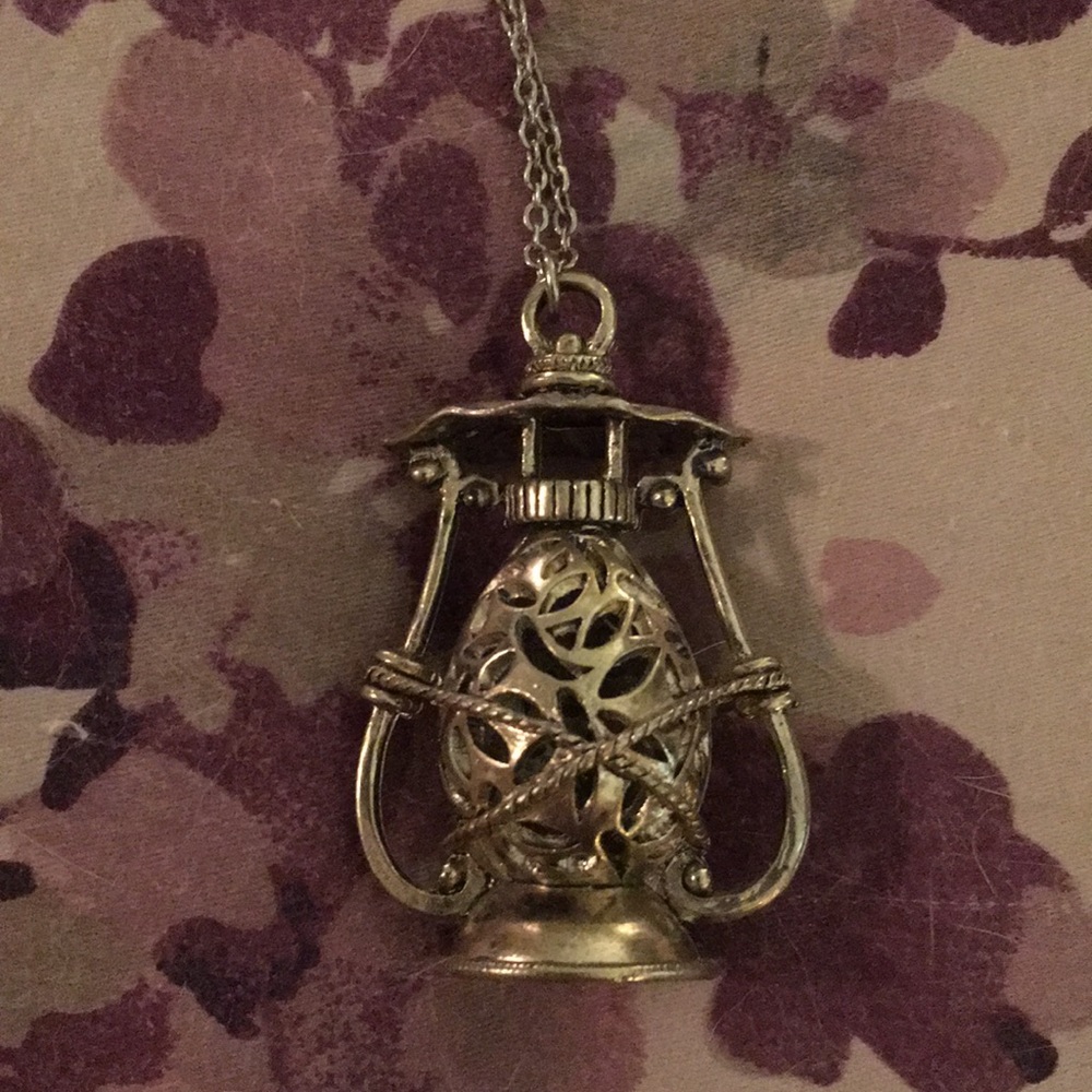 Antique gold lantern necklace